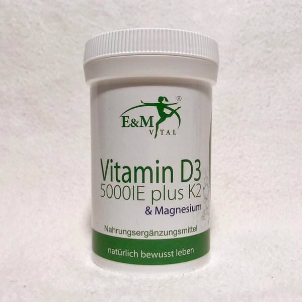 E&M Vital Vitamin D3 + K + Magnesium 5000i.E. 60 Stk. vegan